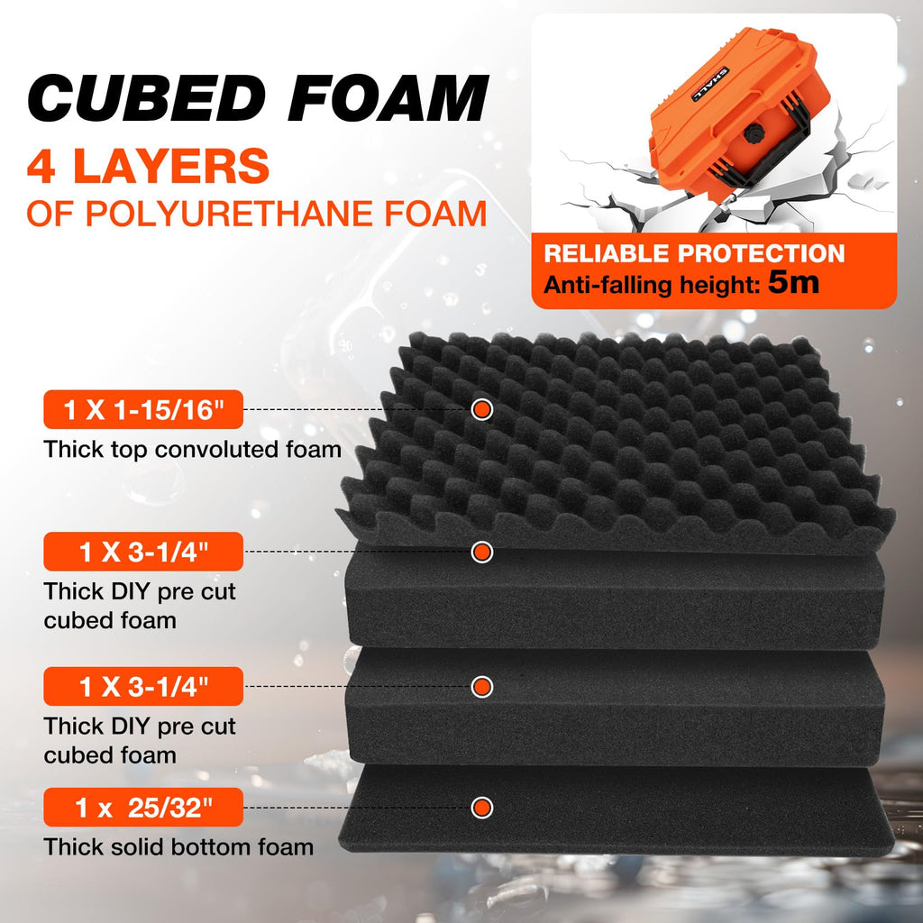 IP67 Waterproof Protective Camera Case with Customizable Foam, Orange O5165