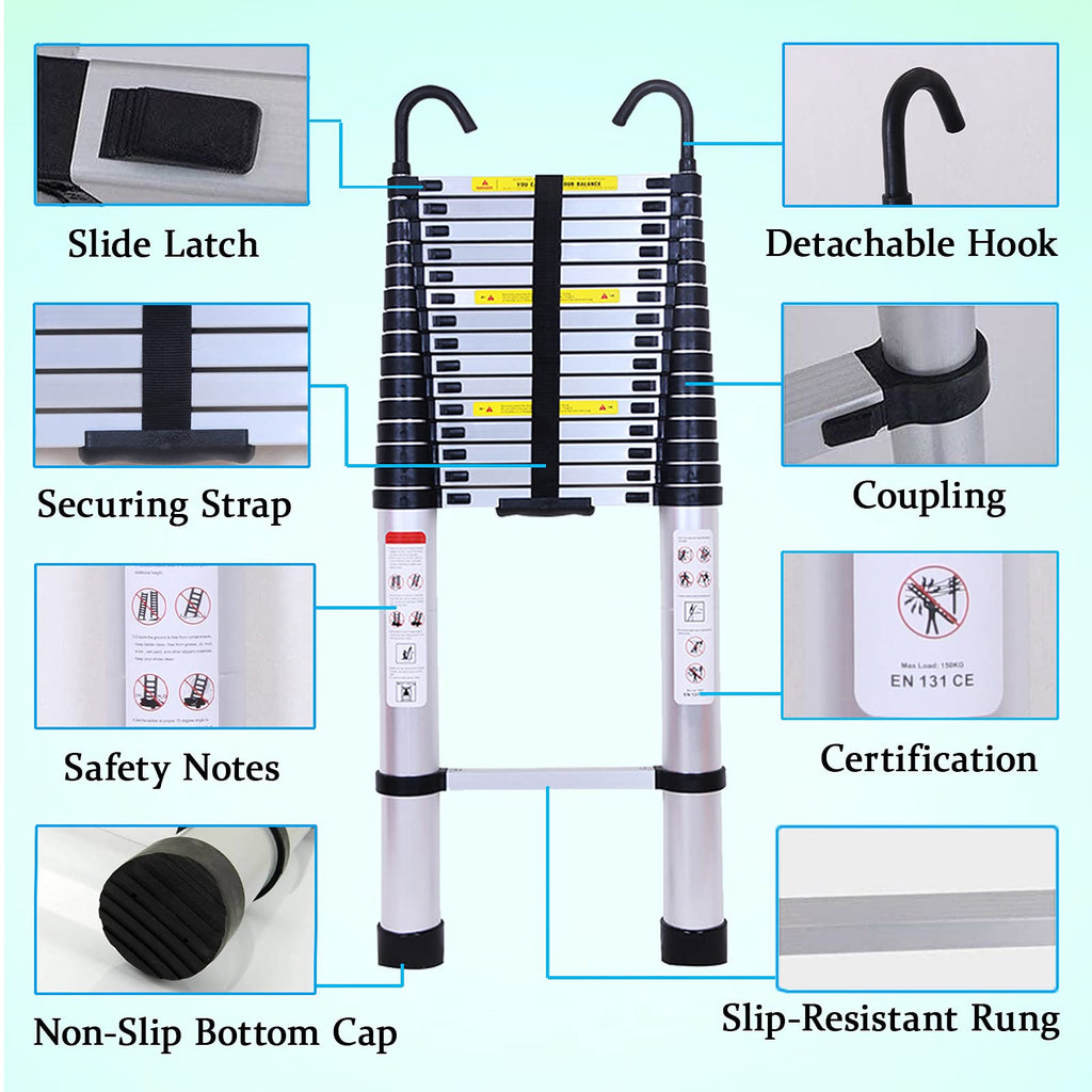 20.5FT Aluminum Telescoping Ladder 330lb B853