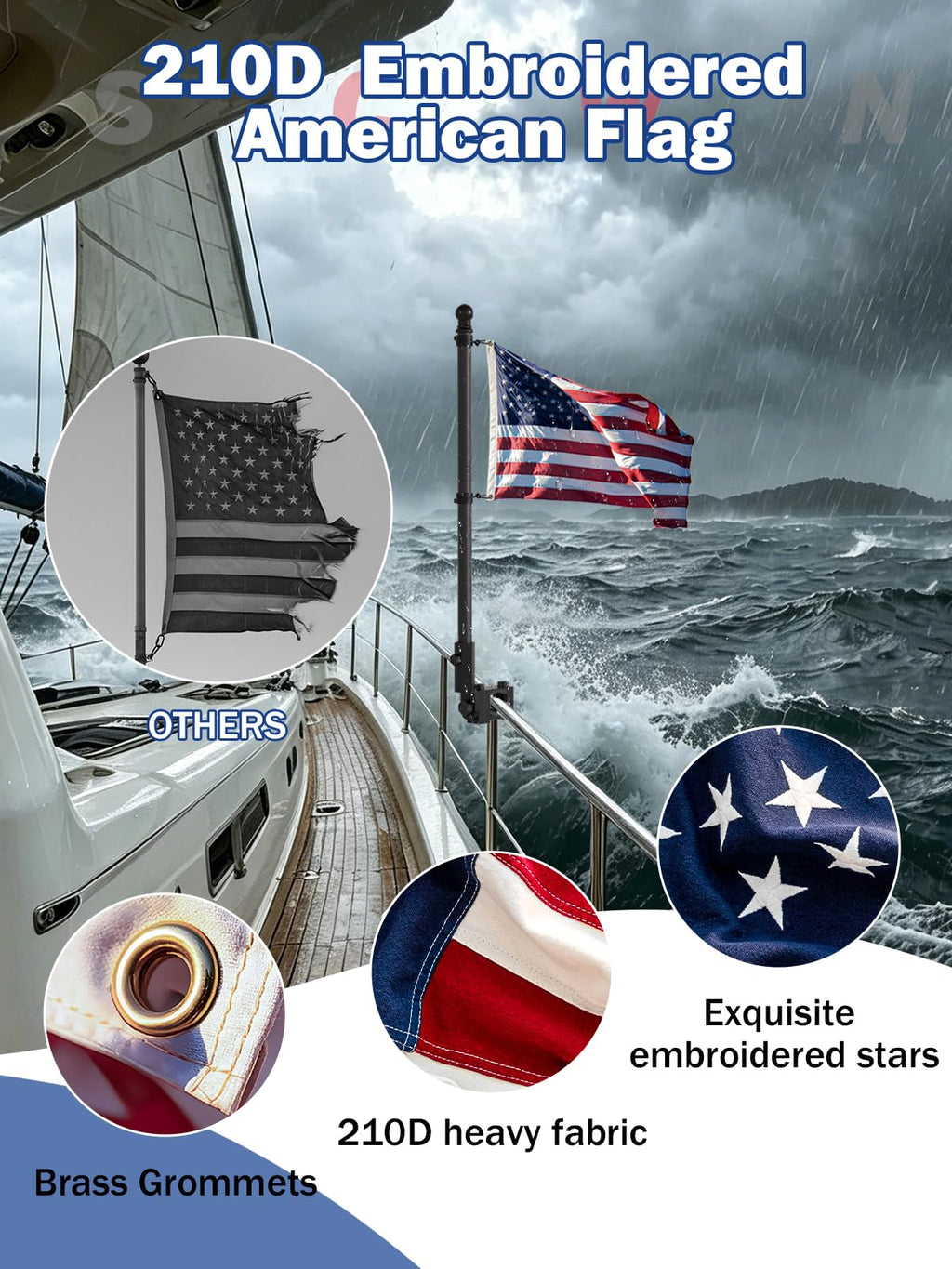 2.5FT Stainless Steel Boat Flag Pole Kit S2227