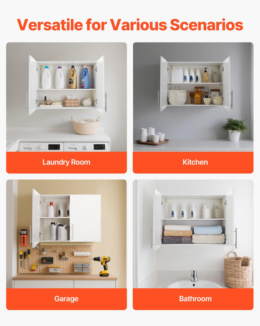 White 2-Tier Wall Mounted Cabinet with Adjustable Shelf X582