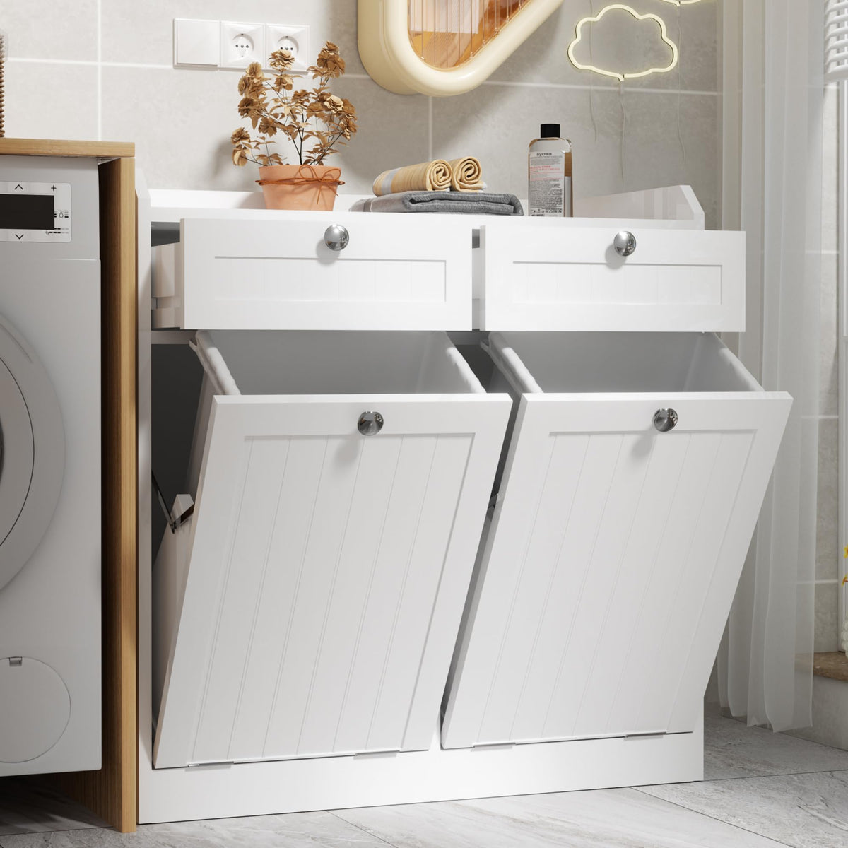 8 Gallon Double Tilt Out Trash Can Cabinet T296