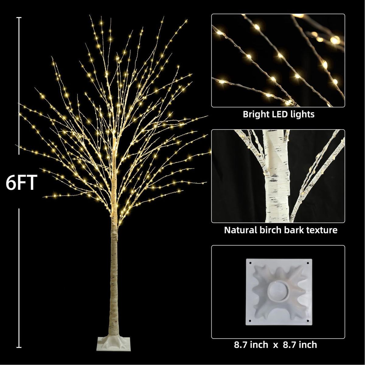 6FT Lighted Birch Tree O278