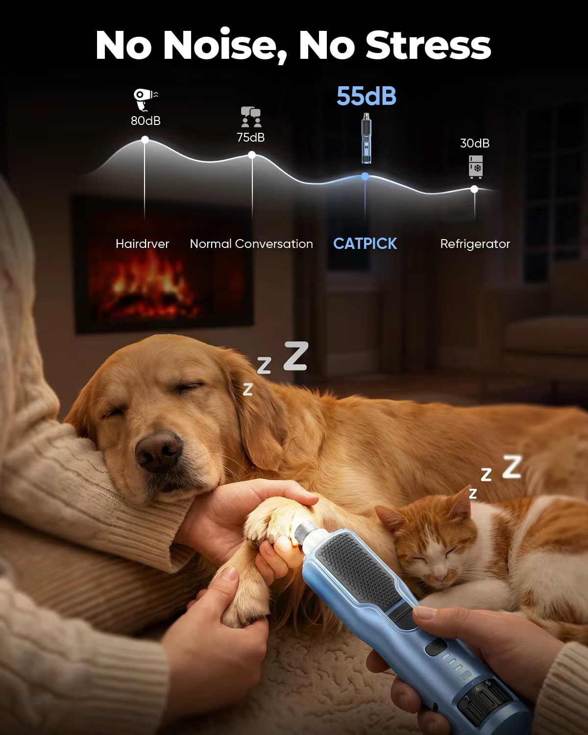 7-Speed Quiet Dog & Cat Nail Grinder with LED T630804