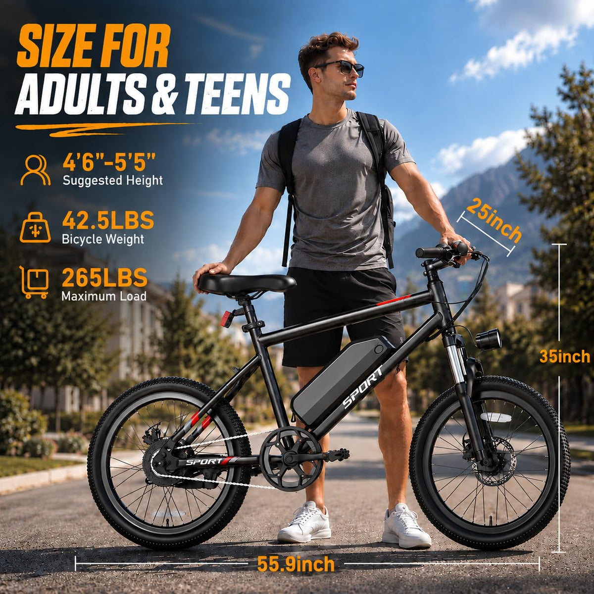Electric Bike for Adults 1000W Peak Motor 20"/26" Mountain Ebike R7688
