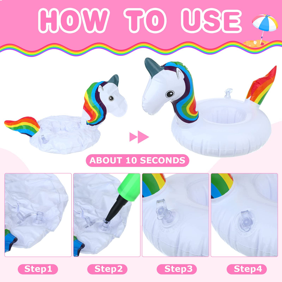 102 Pcs Inflatable Drink Holders with Air Pump N41425