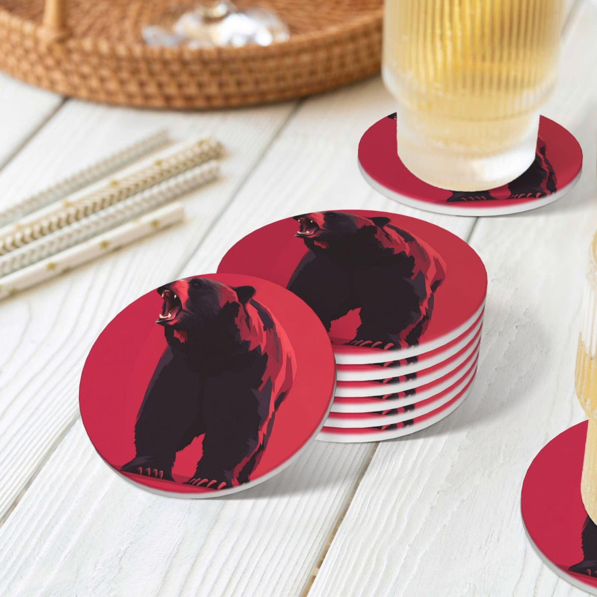 Ceramic Coasters with Holder Set of 6 R480622