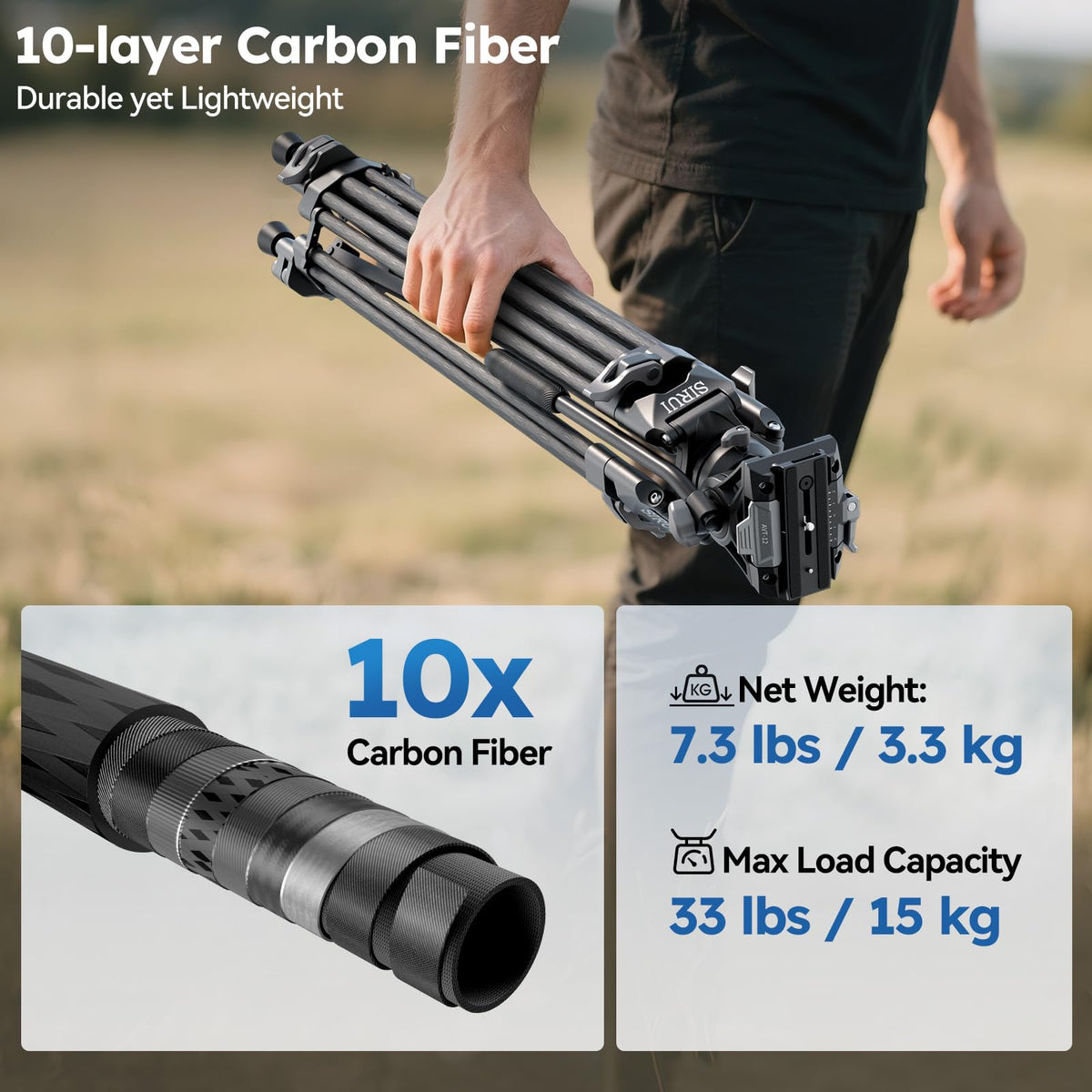 Carbon Fiber Heavy Duty Video Tripod Z40388