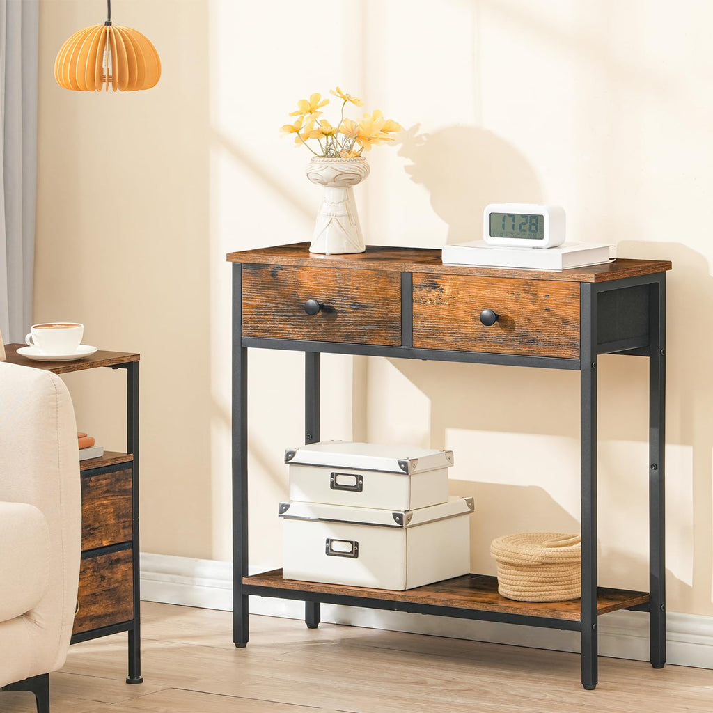 29.5" Narrow Console Table with 2 Fabric Drawers O4350