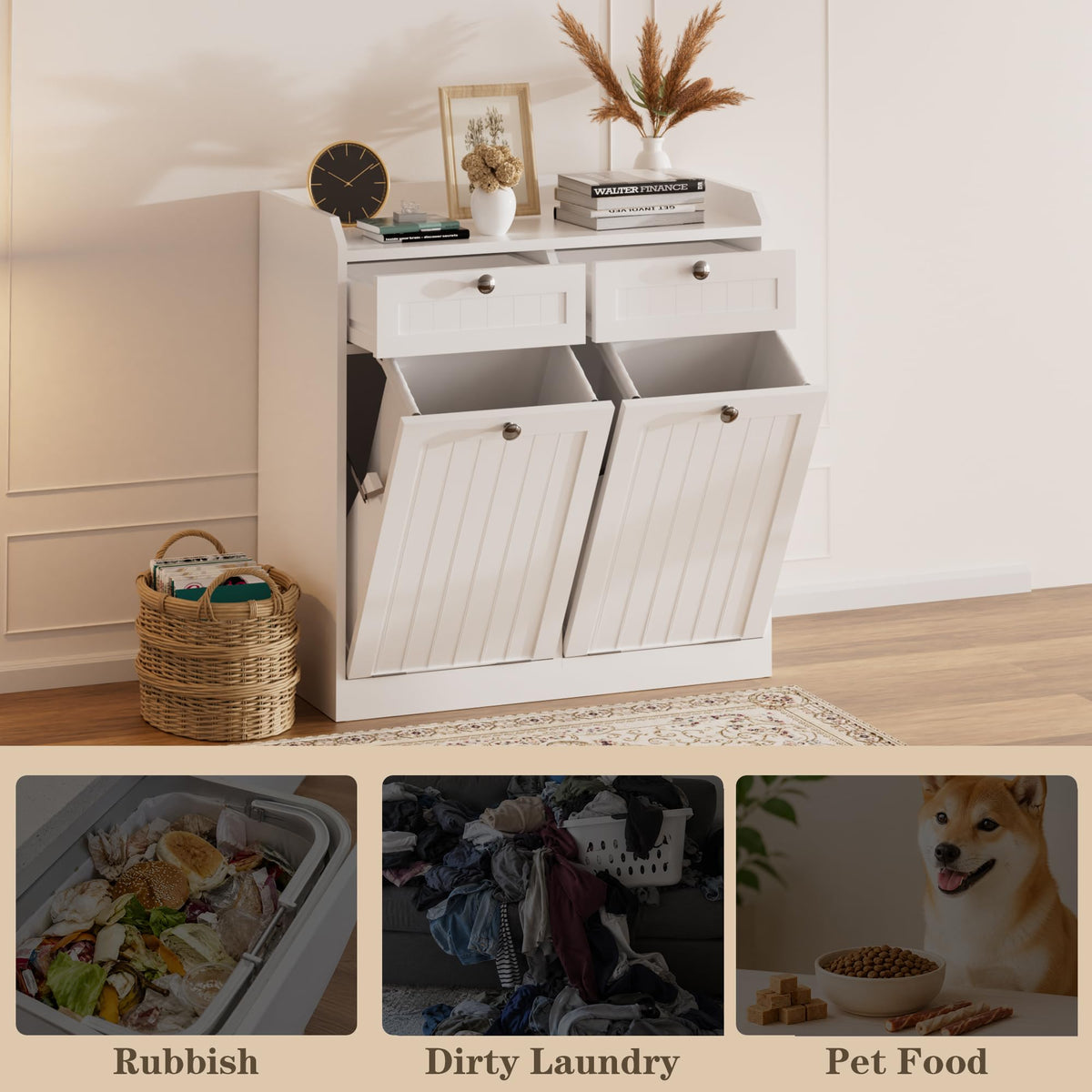 8 Gallon Double Tilt Out Trash Can Cabinet T296