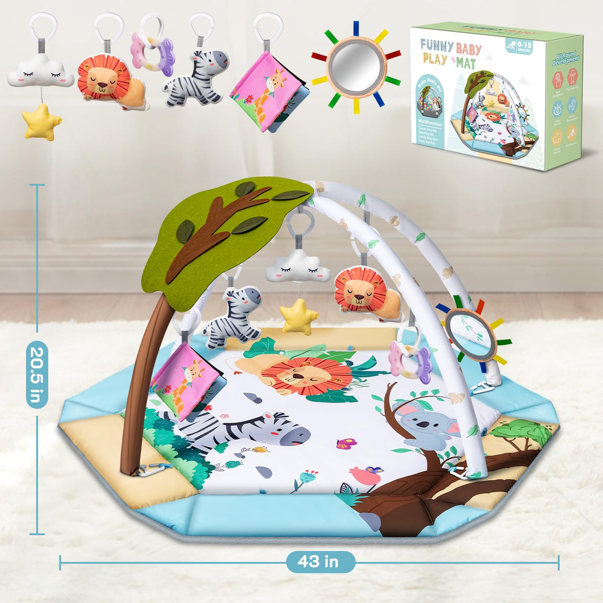 8-in-1 Tummy Time Play Mat & Ball Pit with 6 Toys H746
