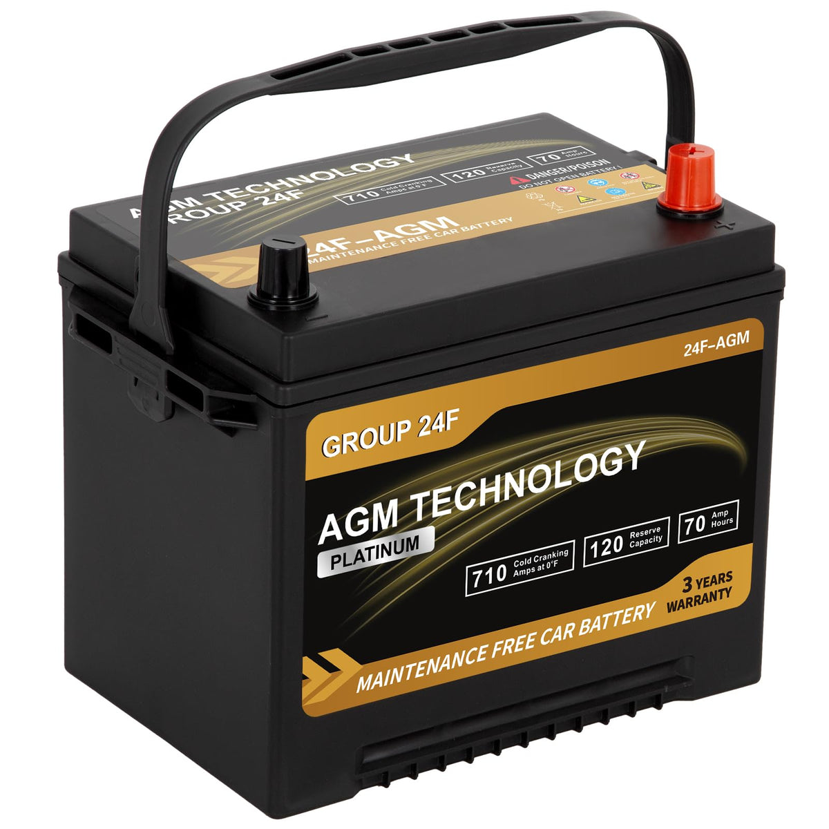 AGM Car Battery Group Size 24F 12V 70Ah 710 CCA R514