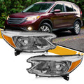 Halogen Headlight Assembly Pair Set Chrome Housing Amber Reflector F572