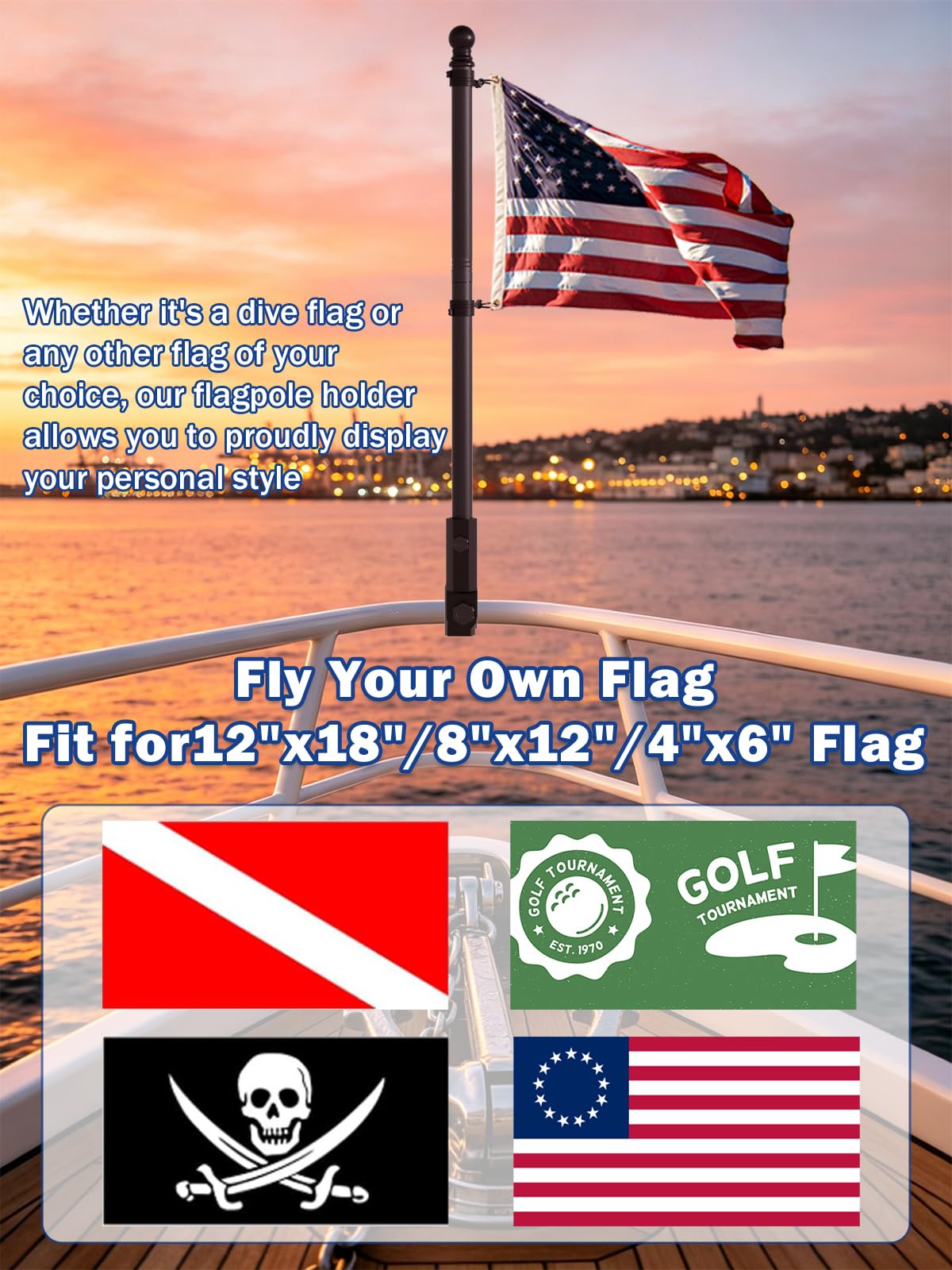 2.5FT Stainless Steel Boat Flag Pole Kit S2227