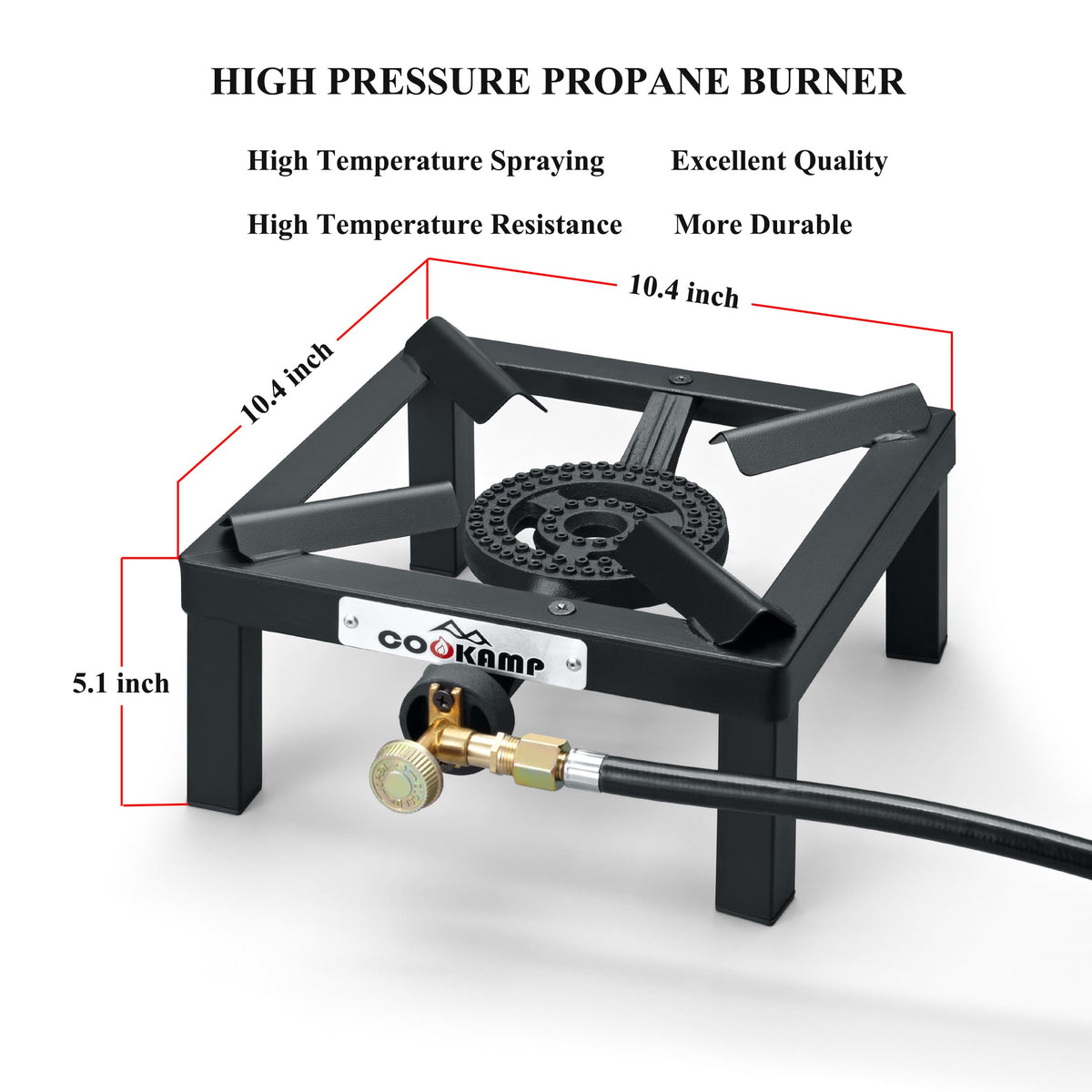Single High Pressure Propane Camp Stove with Adjustable Regulator and Hose A8279