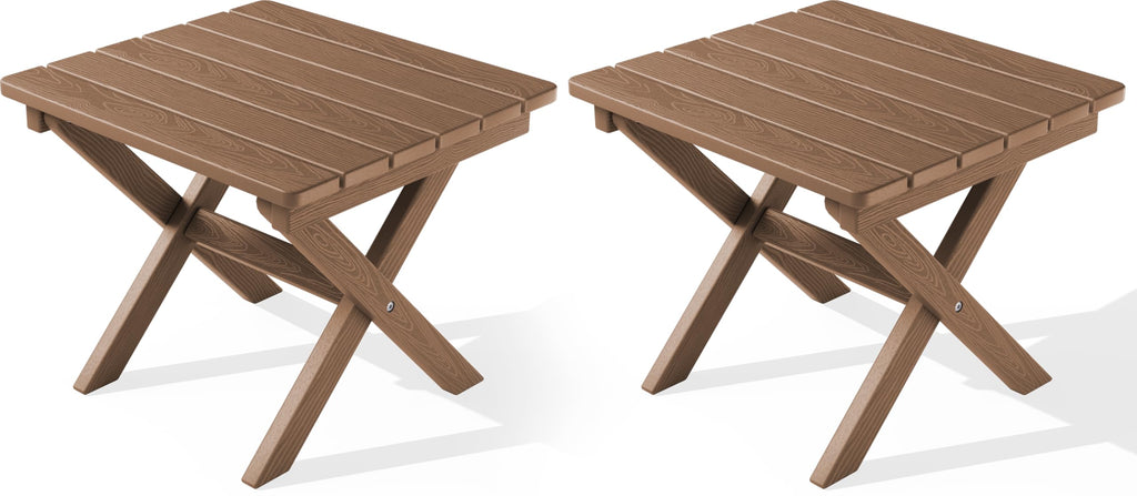 Small Folding Outdoor Side Table Set of 2 Brown E242