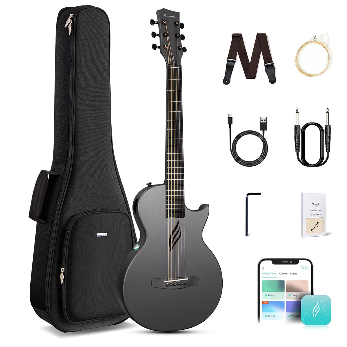 Carbon Fiber 35-Inch Smart Acoustic-Electric Travel Guitar H2888
