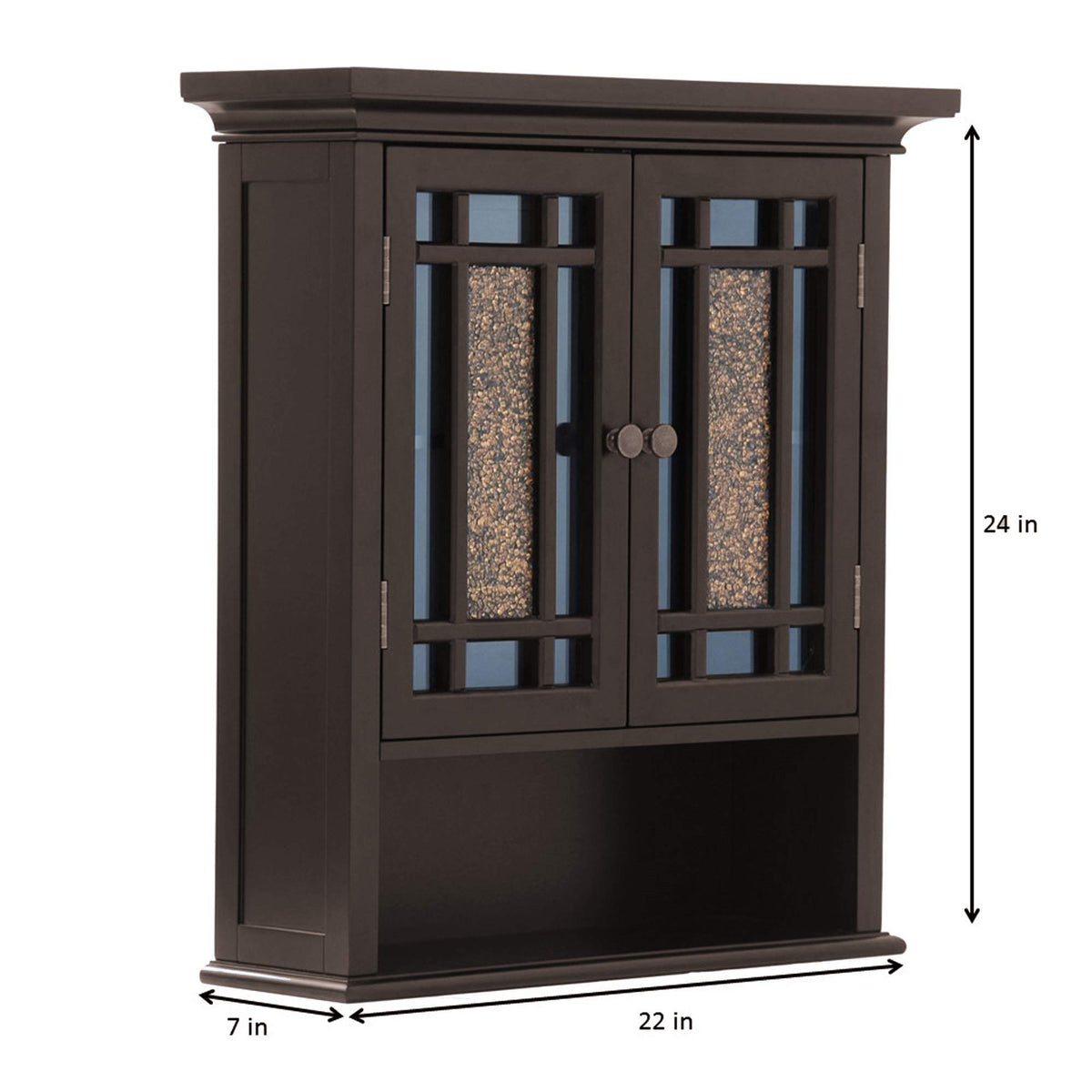 Over The Toilet Wall Medicine Cabinet with 2 Glass Mosaic Doors M523405