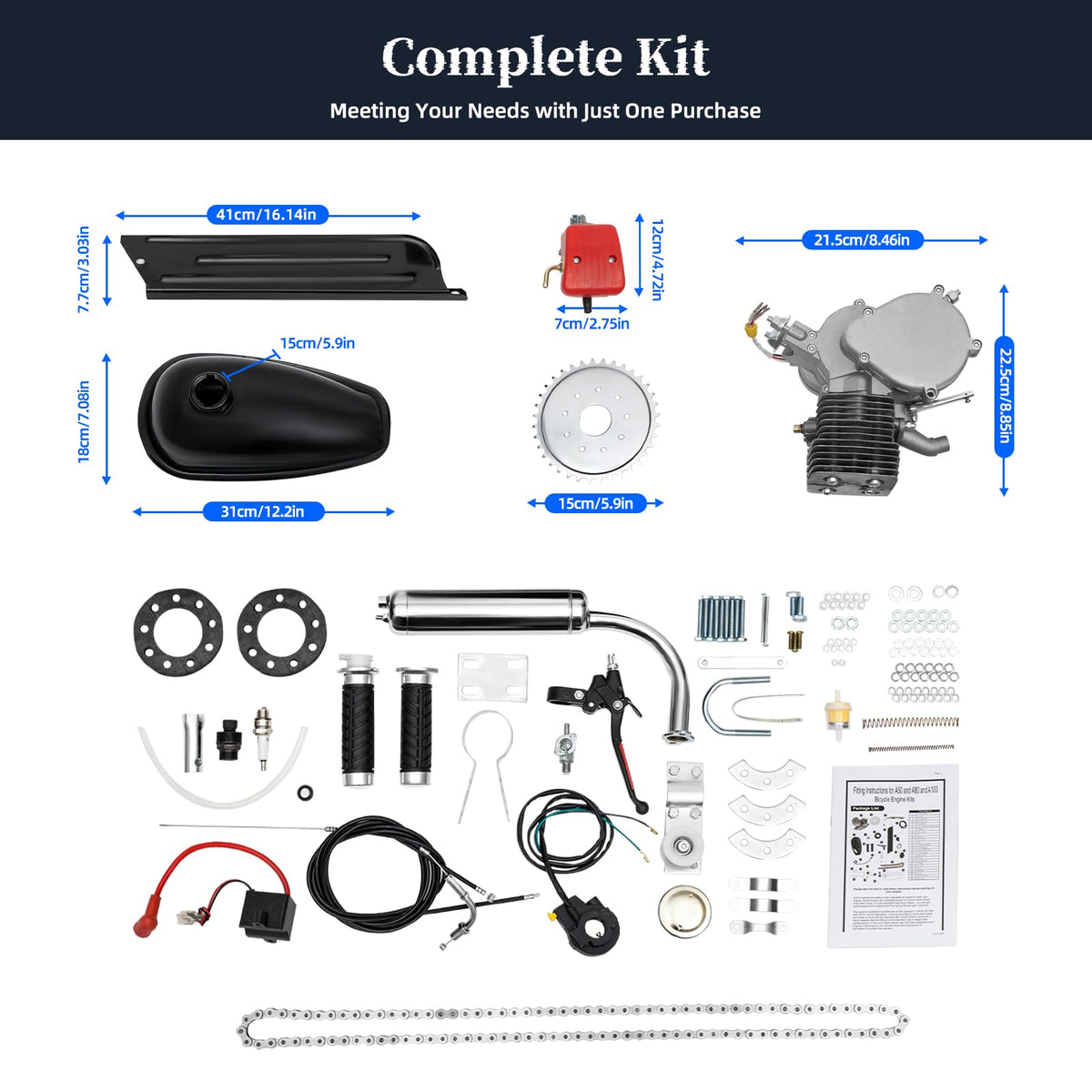 2-Stroke 100cc Bicycle Engine Kit F110