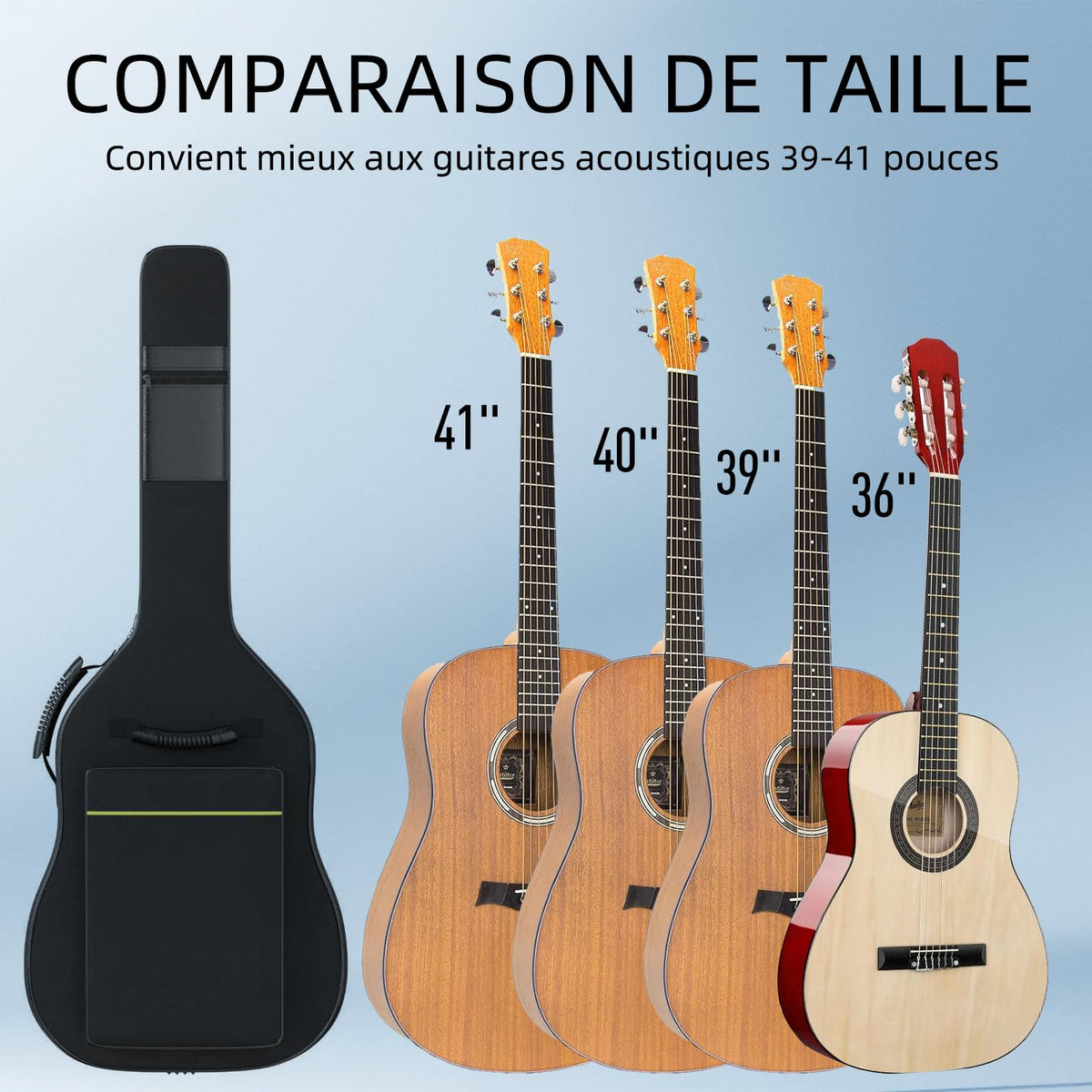 Black Acoustic Guitar Gig Bag with 0.35 Inch Foam Padding F251911
