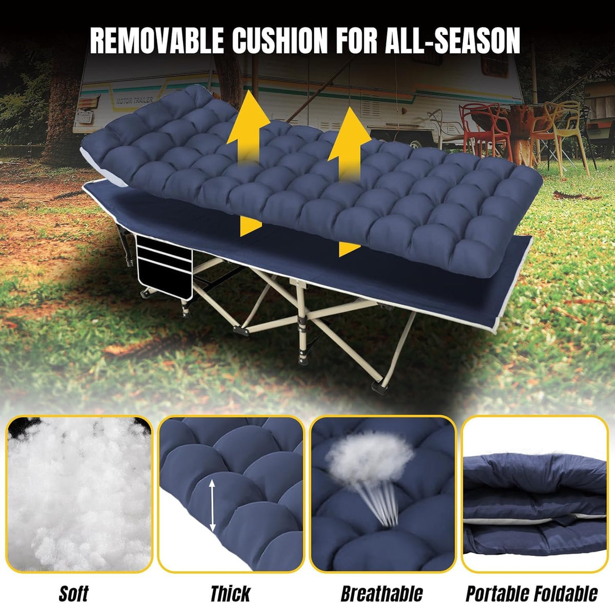 Folding Camping Cot Bed 32" Wide Oxford F764697