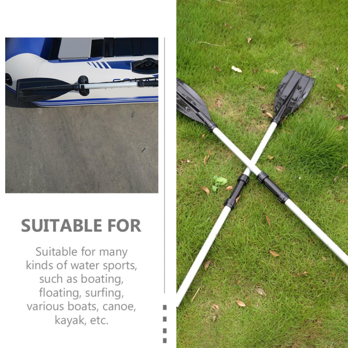 2pcs Aluminum Alloy Kayak Paddle Adjustable Telescopic Shaft Y60739
