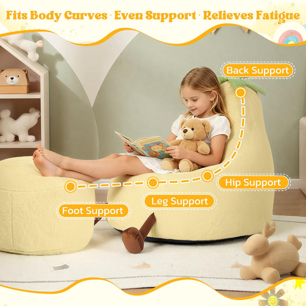 Yellow Faux Rabbit Fur Memory Foam Bean Bag Chair P897