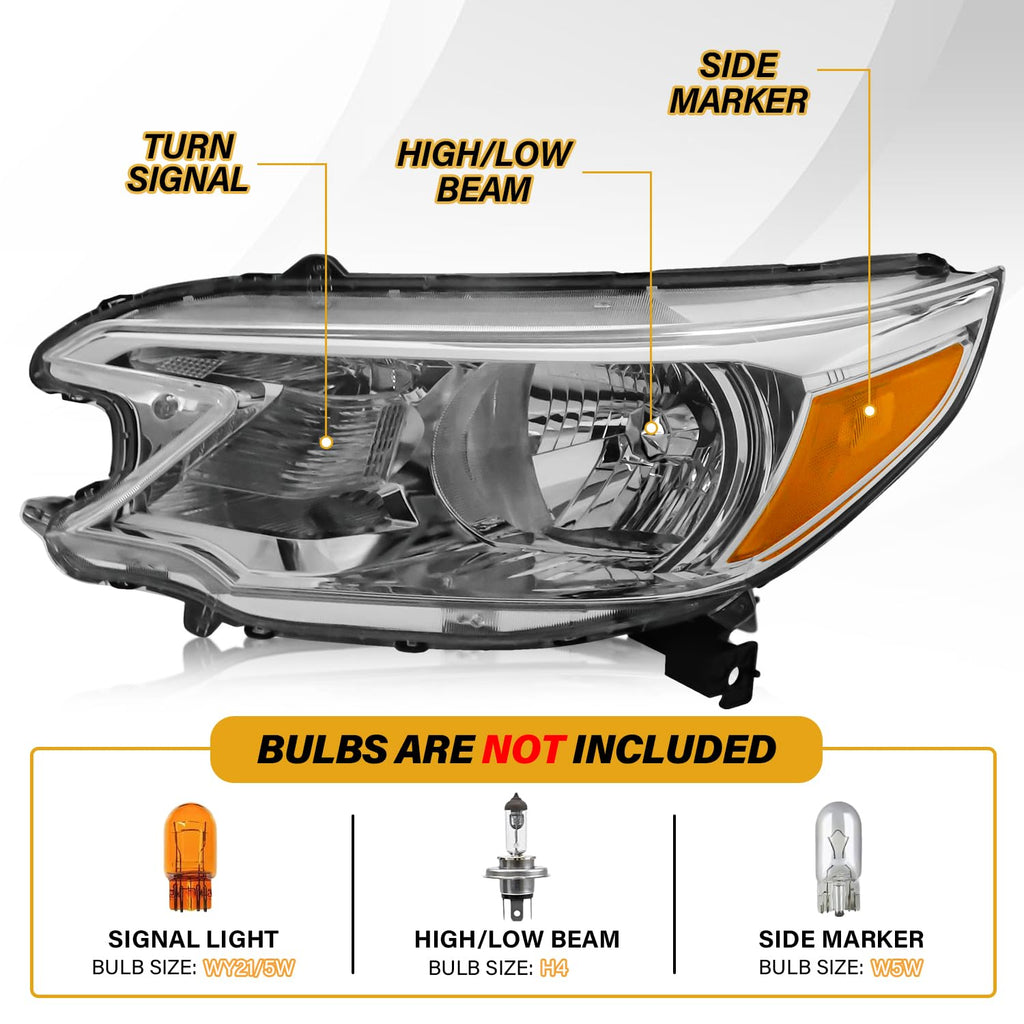 Halogen Headlight Assembly Pair Set Chrome Housing Amber Reflector F572