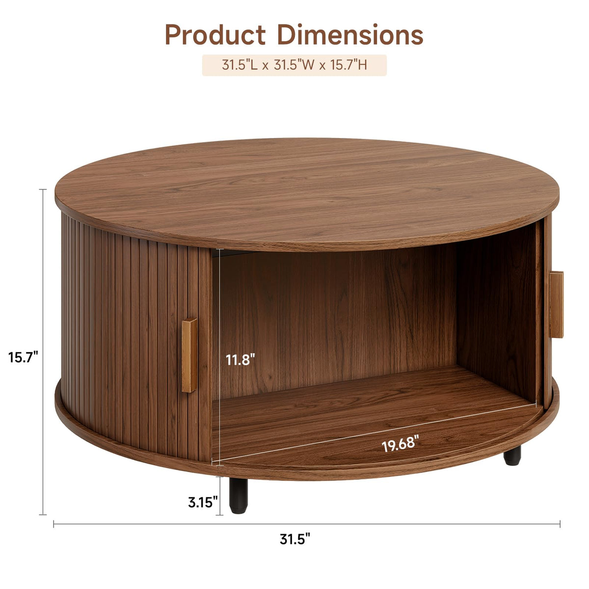 31.5" Round Coffee Table with Storage A110