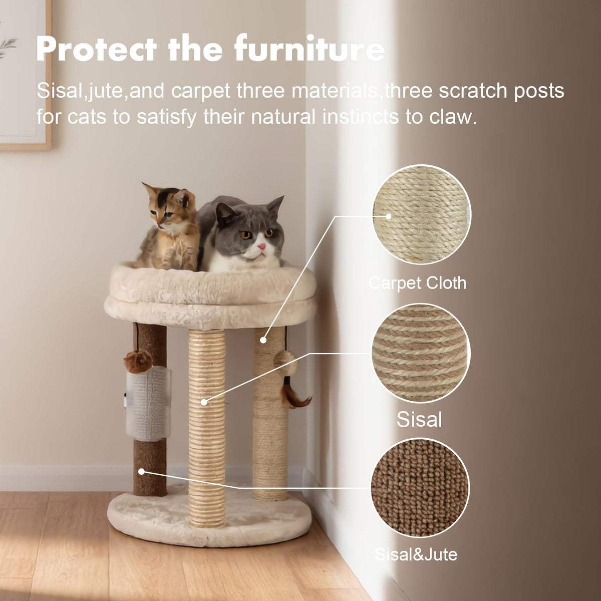 Small Cat Tree with Scratching Post and Soft Bed X8632