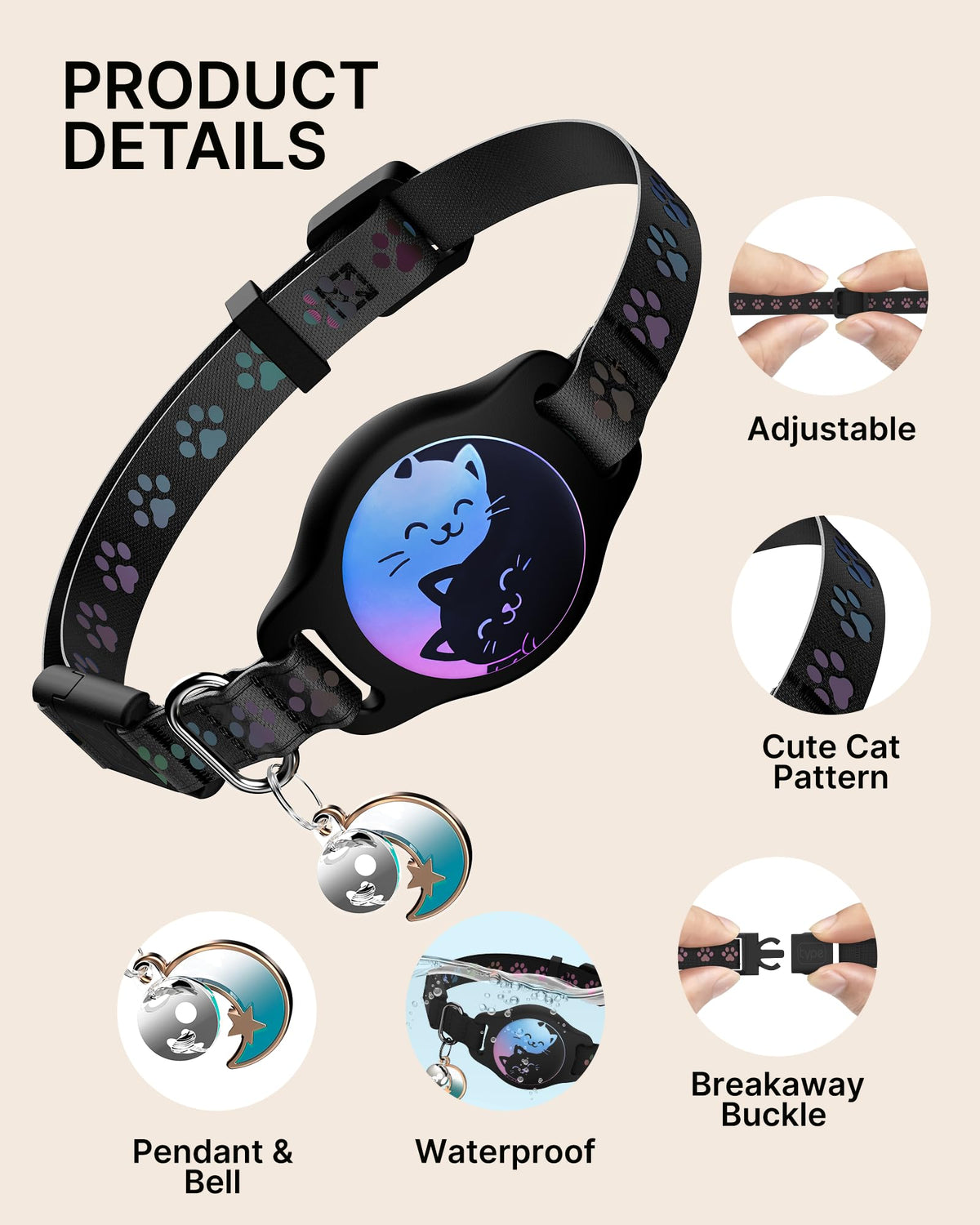 Cat Collar with AirTag Holder 2 Pack Z3010