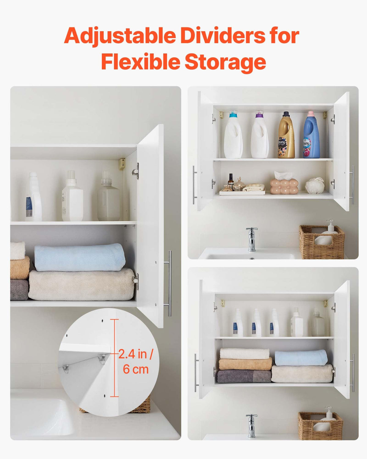 White 2-Tier Wall Mounted Cabinet with Adjustable Shelf X582