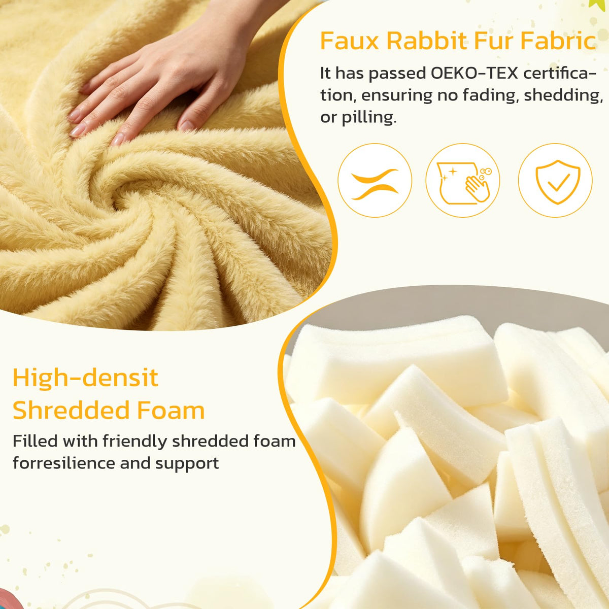 Yellow Faux Rabbit Fur Memory Foam Bean Bag Chair P897