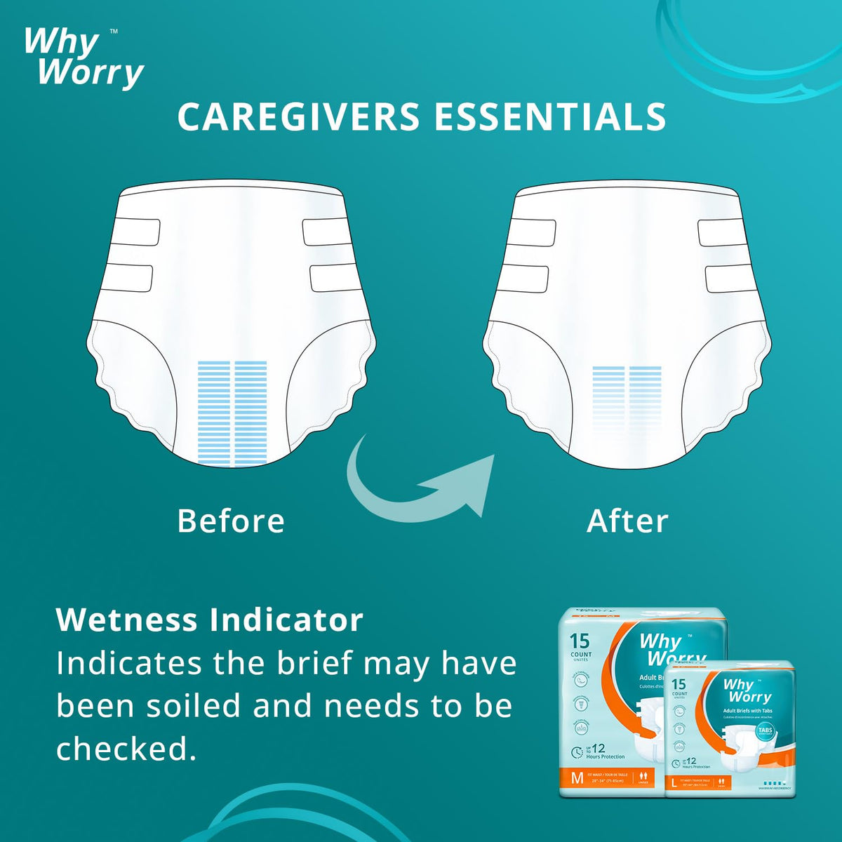 Adult Diapers with Tabs, Large, 15 Count V827257