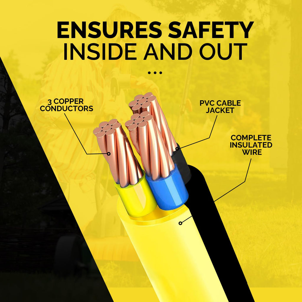 12 Gauge 75 Ft Heavy Duty Extension Cord SJTW Yellow 15Amp 1875W M84713