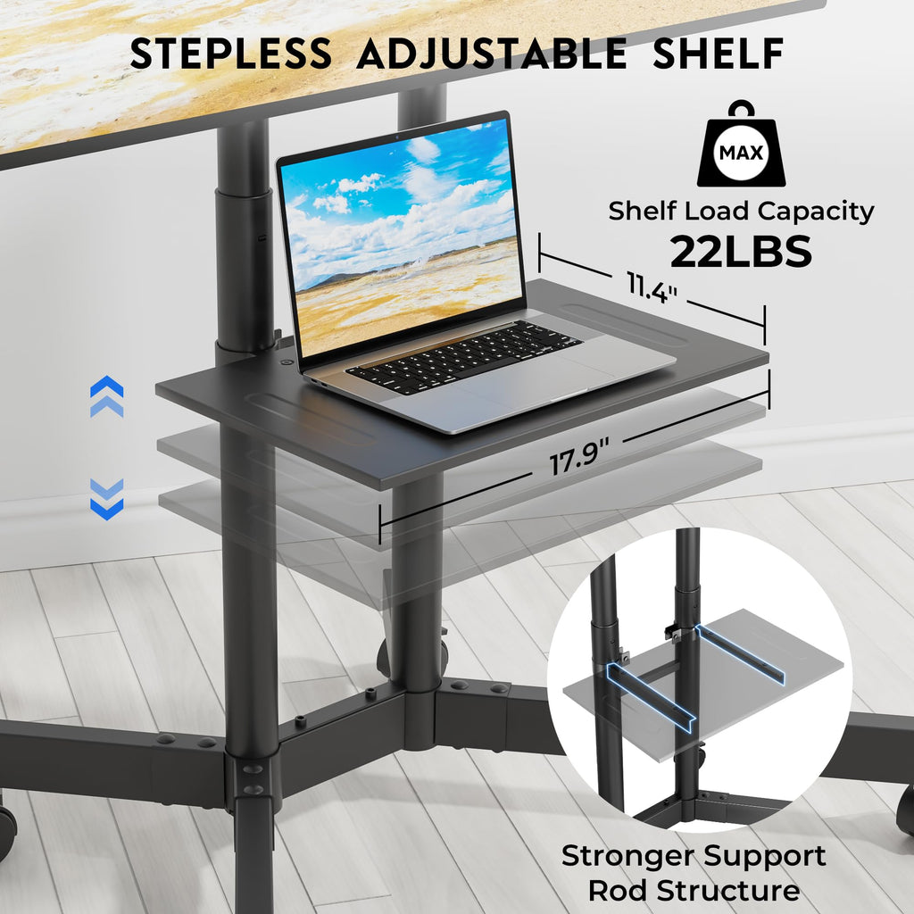 Rolling TV Stand with Tilt, Black E90708