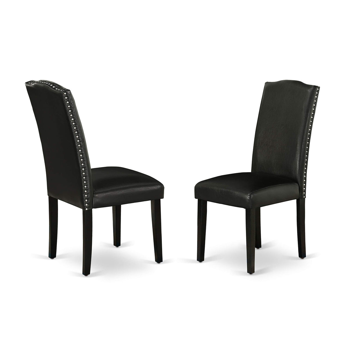 5 Piece Round Dining Table Set with 4 Black Faux Leather Chairs W860