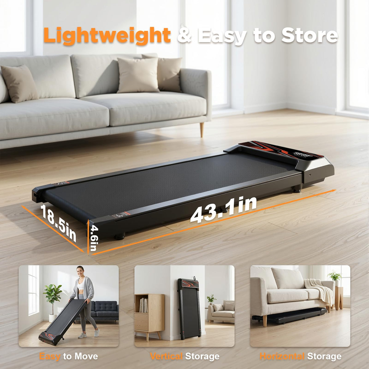 2.5HP Portable Compact Treadmill with Incline and Remote Q46225