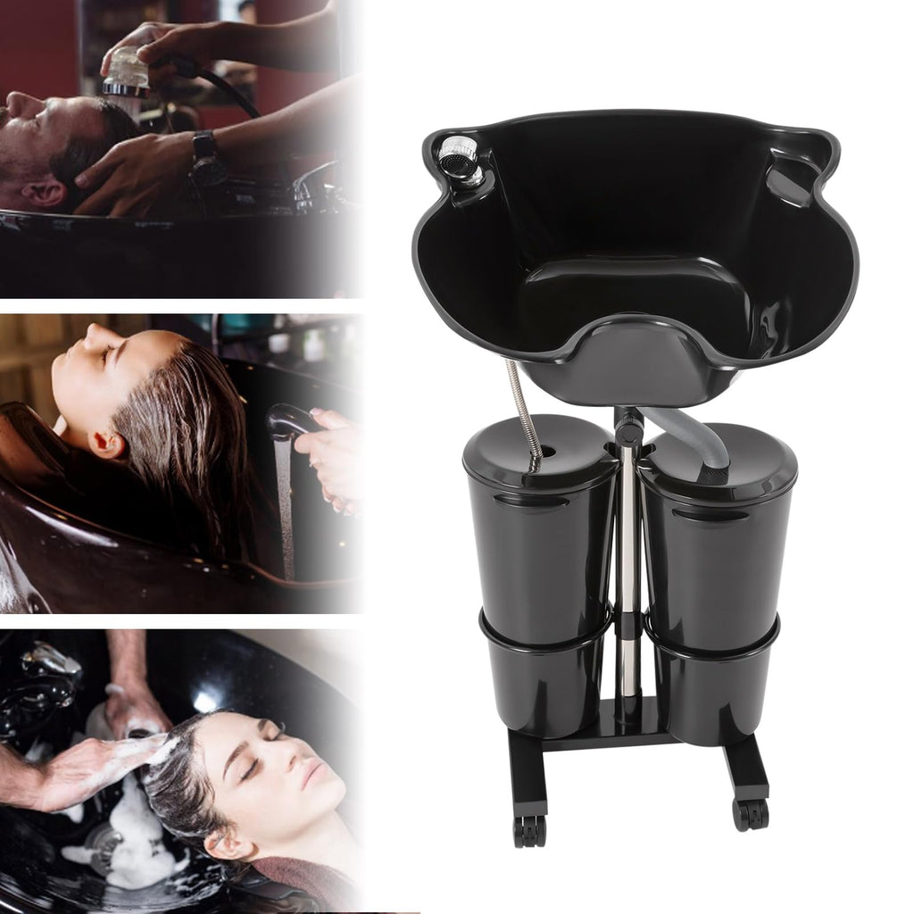 Portable Height-Adjustable Shampoo Basin with 2 Water Buckets H9345