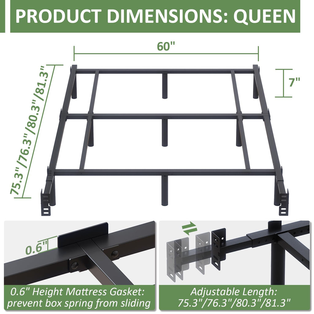 Queen Size Black Metal Bed Frame R248