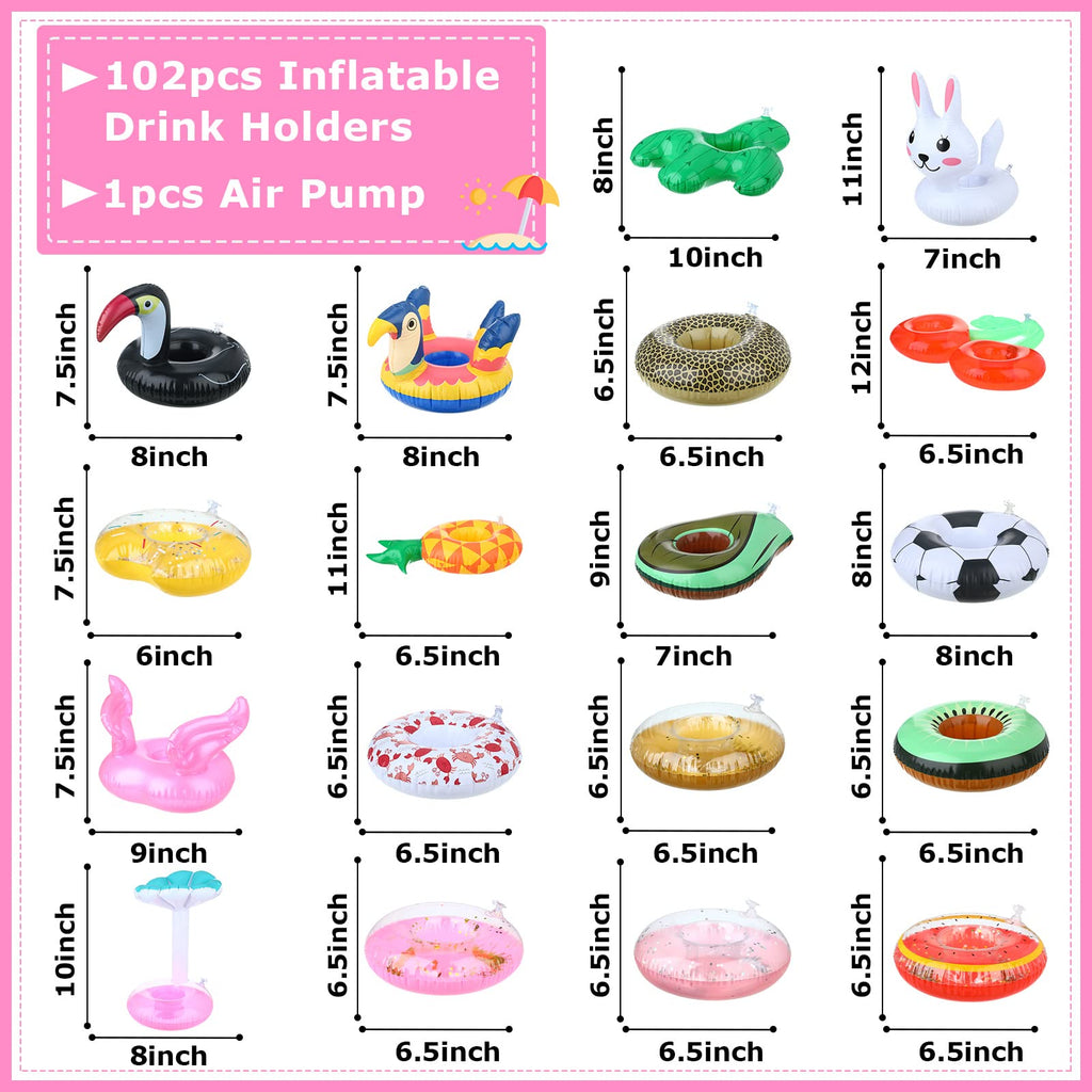 102 Pcs Inflatable Drink Holders with Air Pump N41425