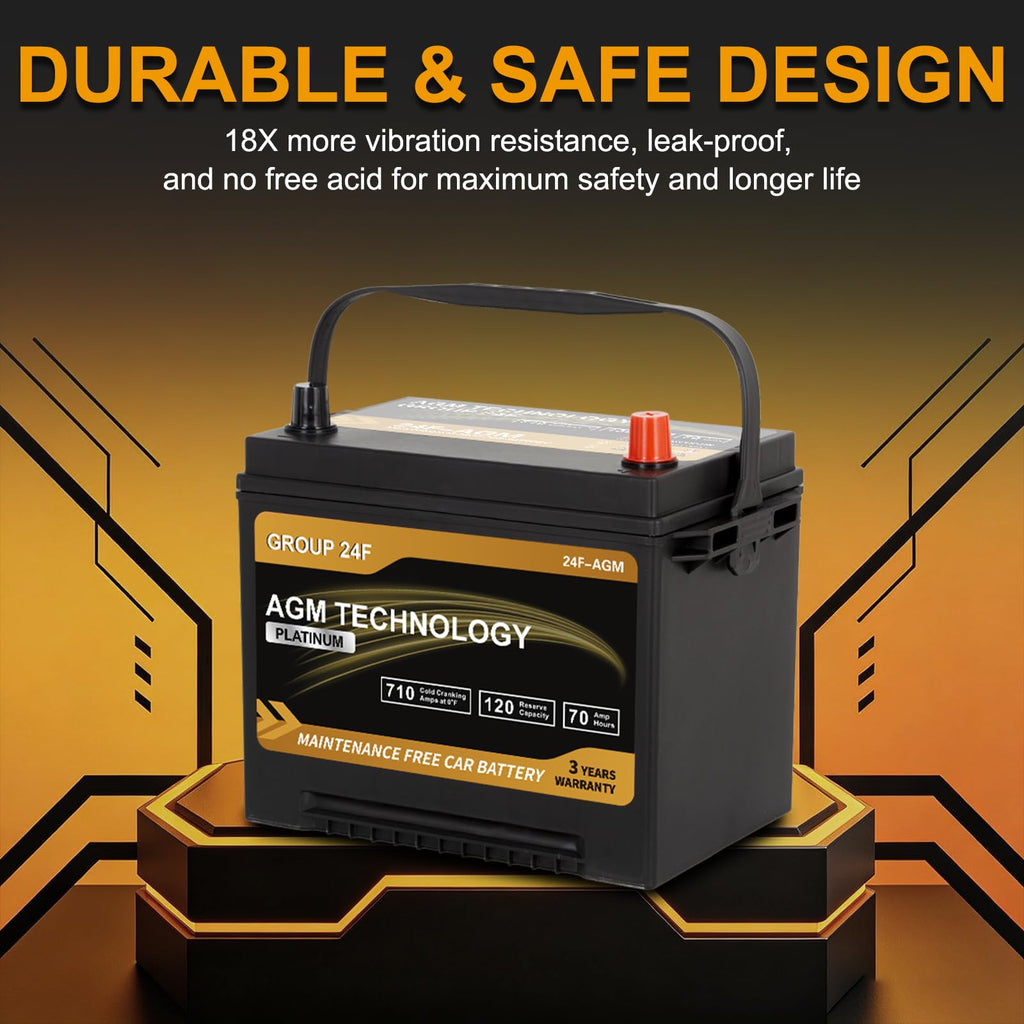 AGM Car Battery Group Size 24F 12V 70Ah 710 CCA R514