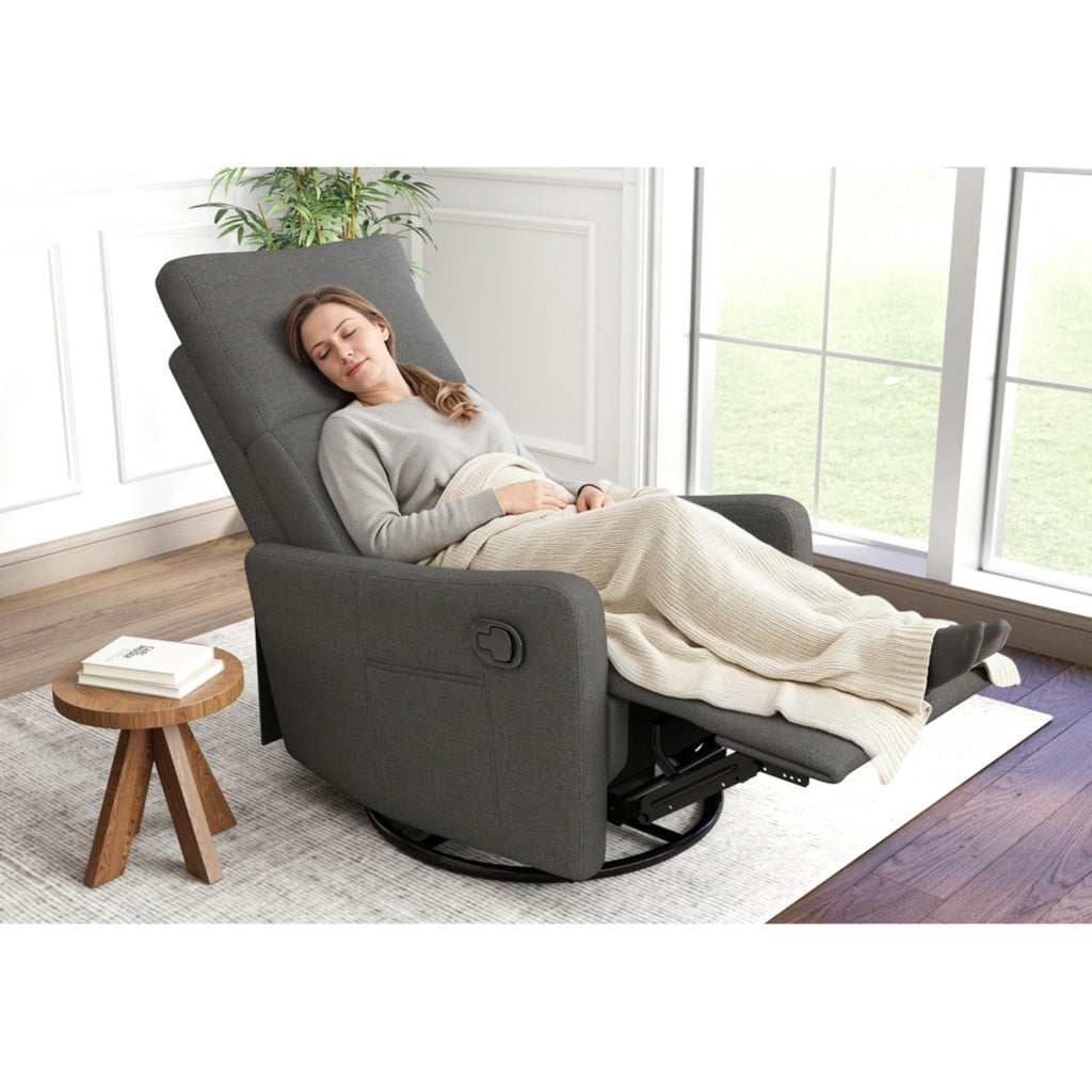 Swivel Rocker Recliner Chair with Pull Lever and Side Pocket S5757