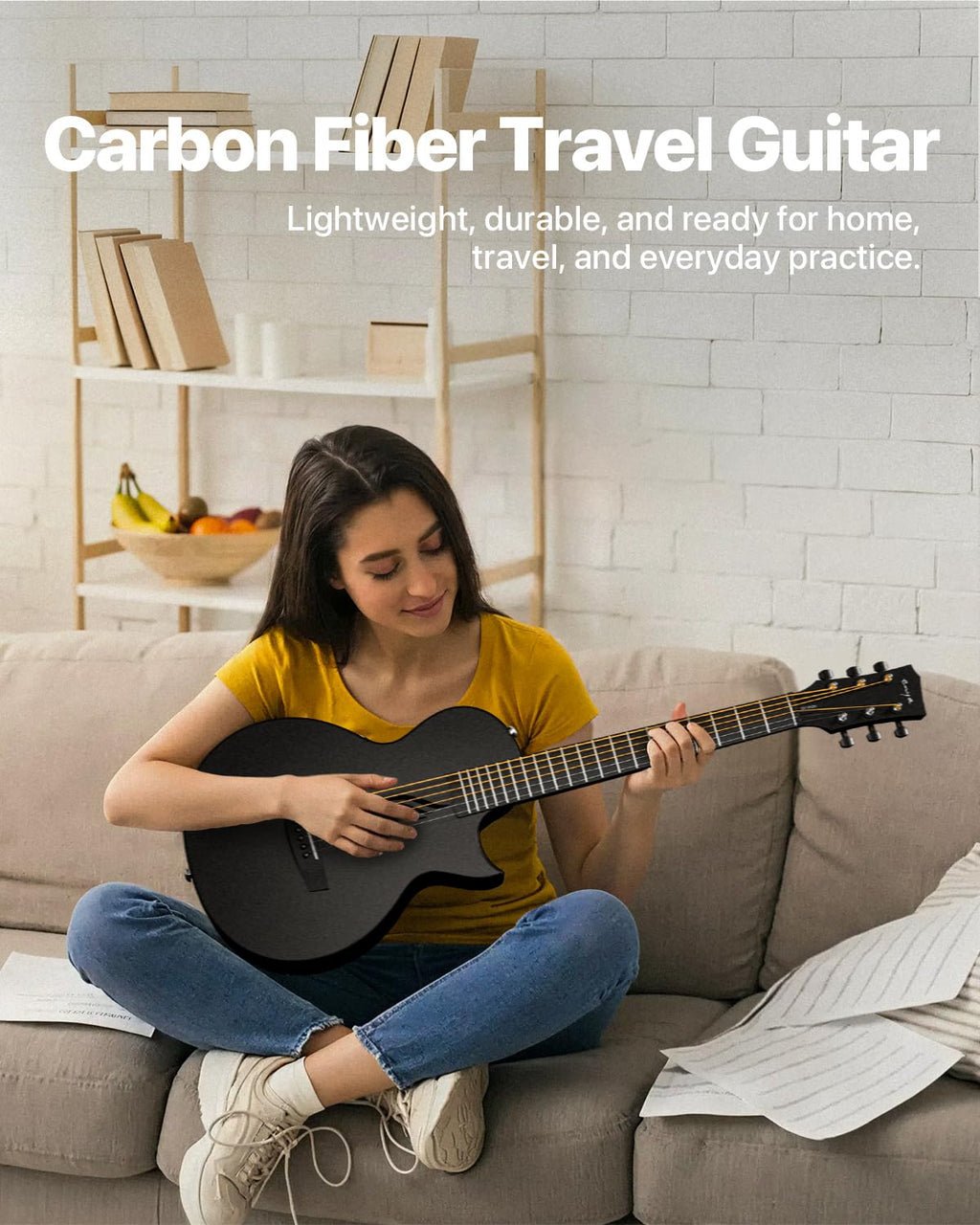 Carbon Fiber 35-Inch Smart Acoustic-Electric Travel Guitar H2888