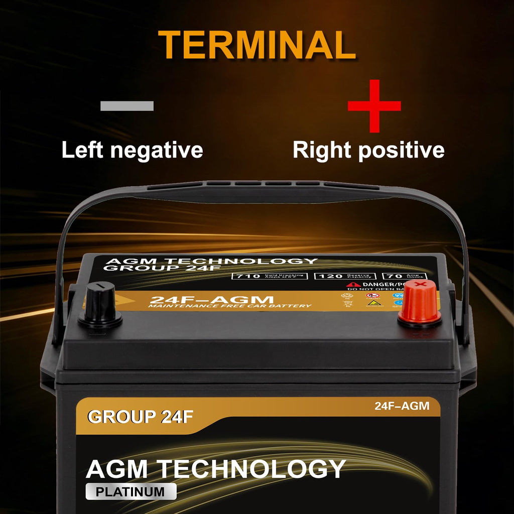 AGM Car Battery Group Size 24F 12V 70Ah 710 CCA R514