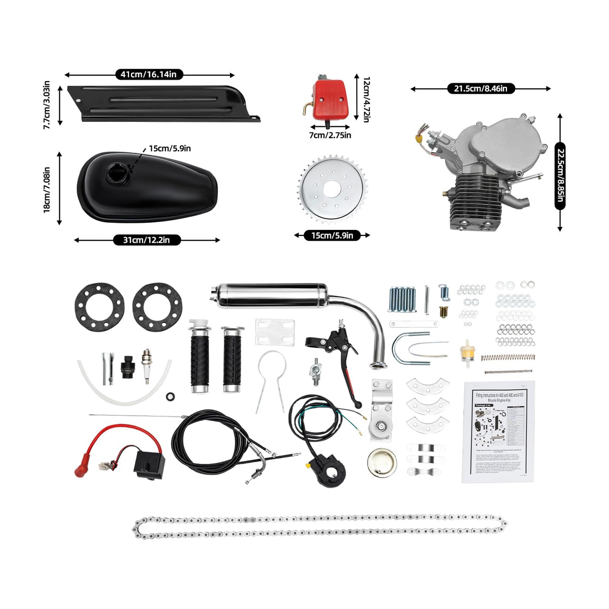 100cc 2 Stroke Bicycle Engine Motor Kit with 36 Tooth Sprocket T394533