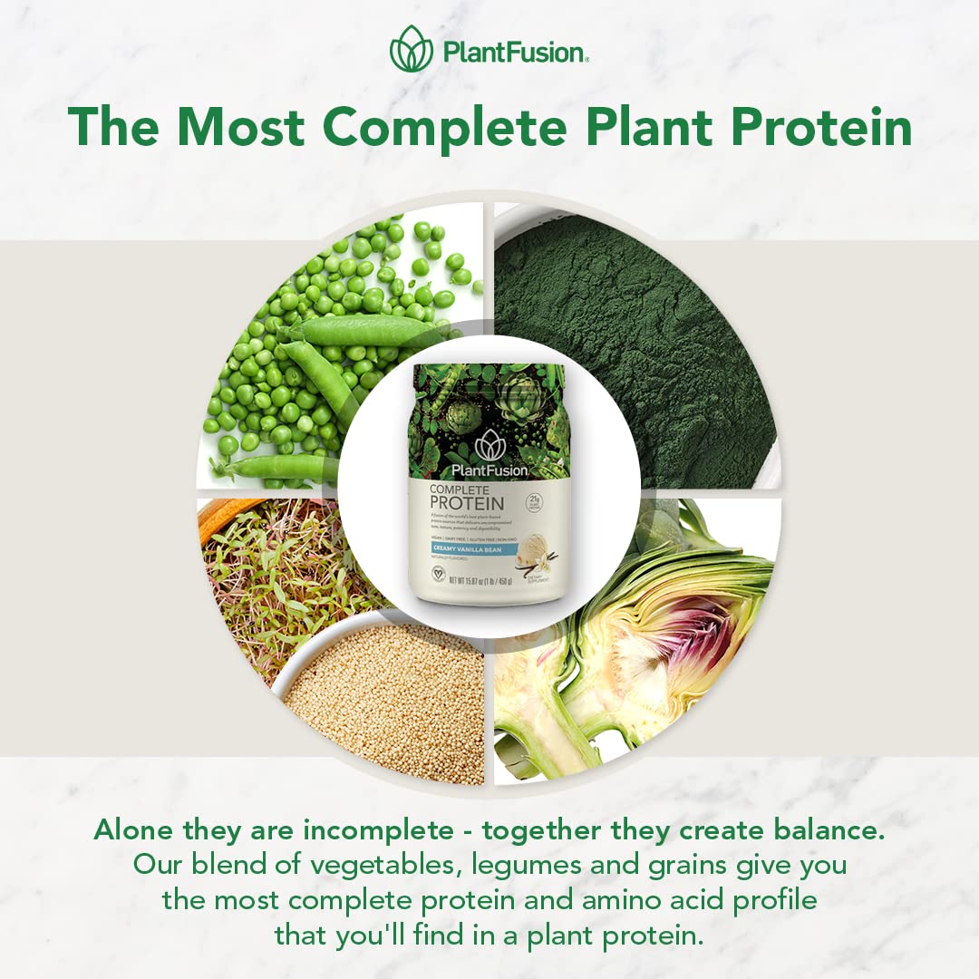 Vanilla Bean Vegan Protein Powder 2lb with Shaker Bottle E8493