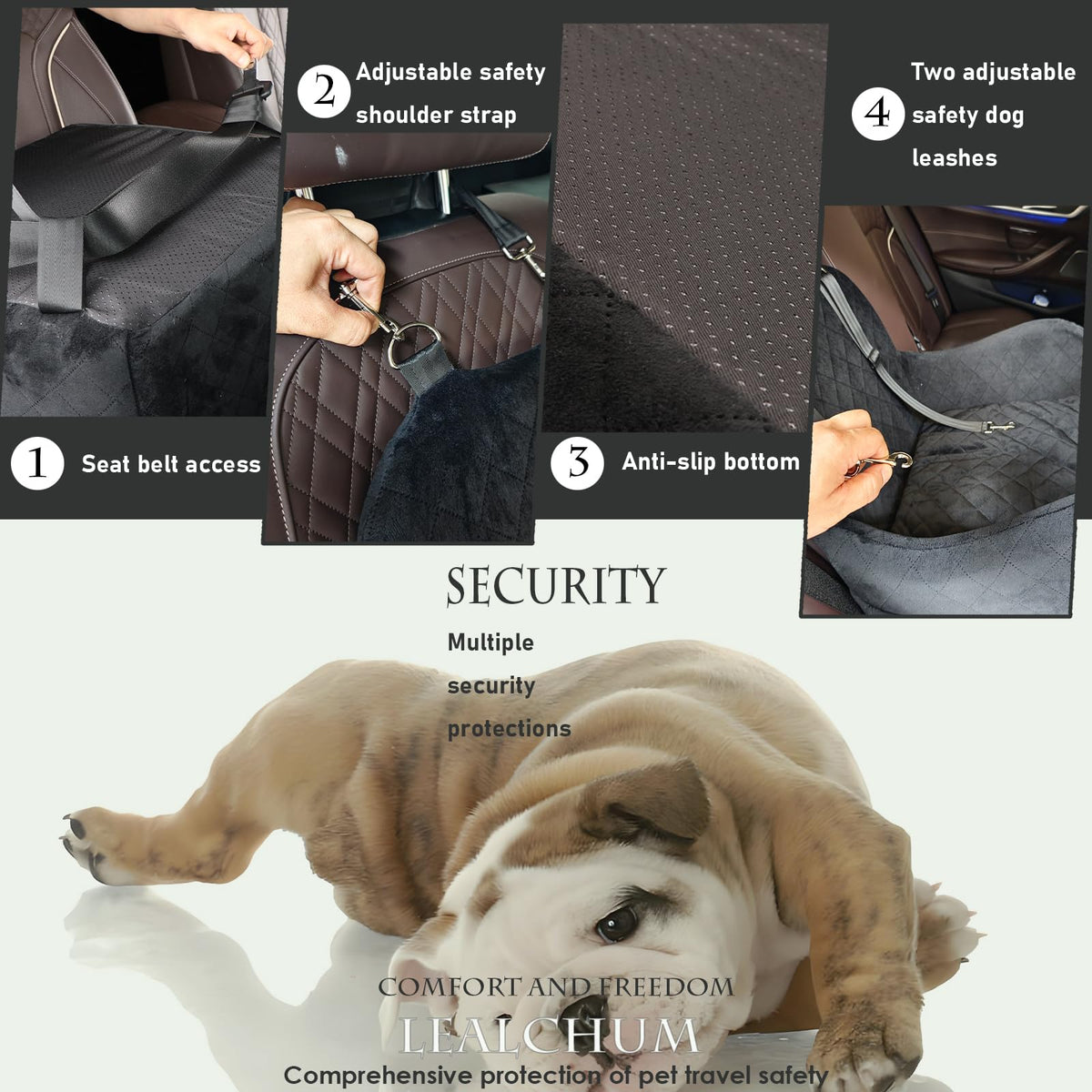Dog Booster Car Seat for Small/Medium Dogs Up to 35lbs, Black, Medium F3070