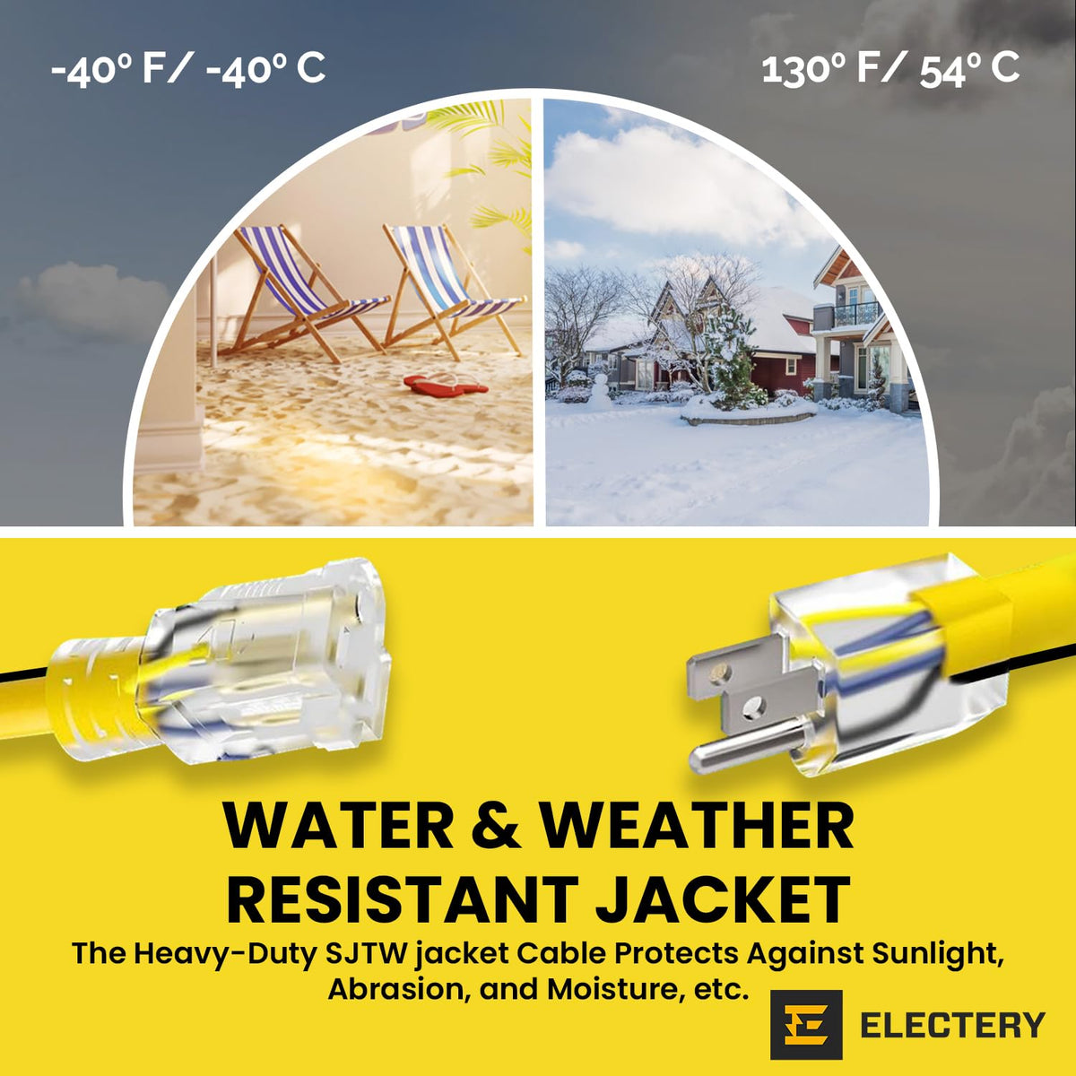 12 Gauge 75 Ft Heavy Duty Extension Cord SJTW Yellow 15Amp 1875W M84713