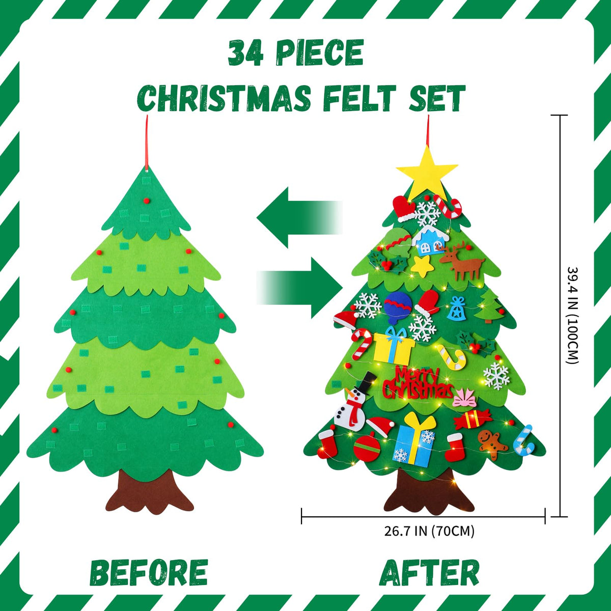 Felt Christmas Tree with 34 Ornaments F341870