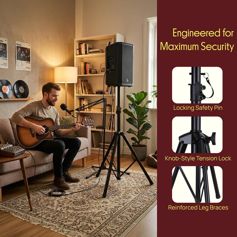 Universal Speaker Stand 2-Pack Height Adjustable Tripod Mount J988765